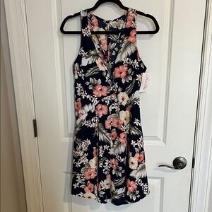 Polagram Floral Mini Dress - Navy and Pink